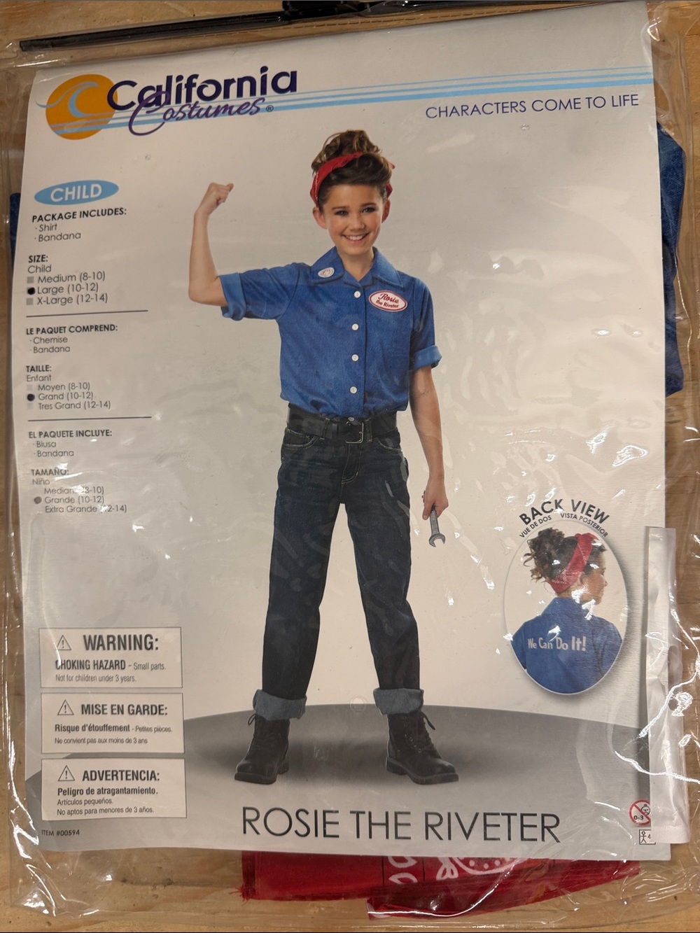 California Costumes Rosie the Riveter Kids Outfit - Blue Shirt & Red Bandana